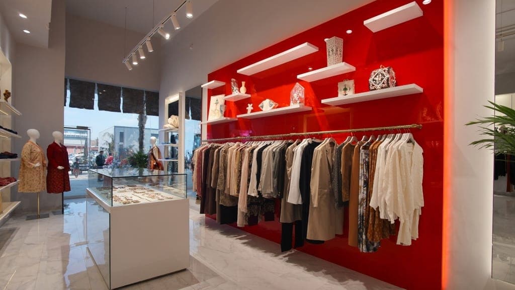 Fashion Showroom Feature Wall — Ruby Red ACRYLUX [Client Project]