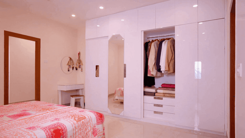 High-Gloss Bedroom Sliding Wardrobe — Arctic White ACRYLUX [Client Project]
