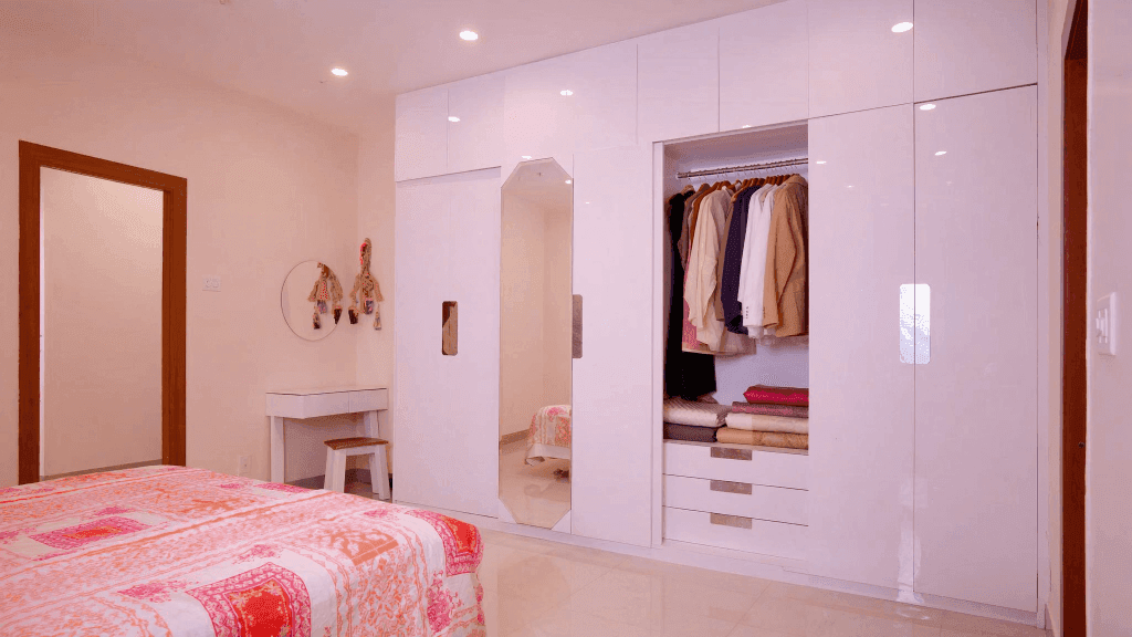 High-Gloss Bedroom Sliding Wardrobe — Arctic White ACRYLUX [Client Project]