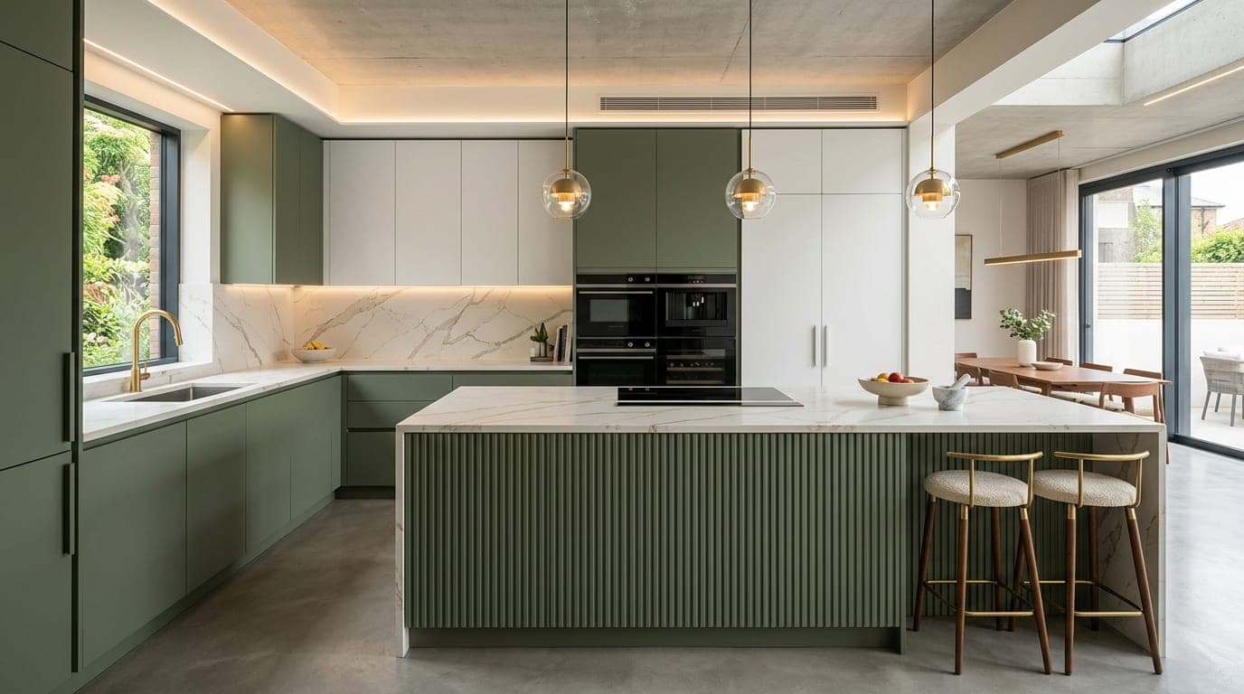 Modern Botanical Island Kitchen