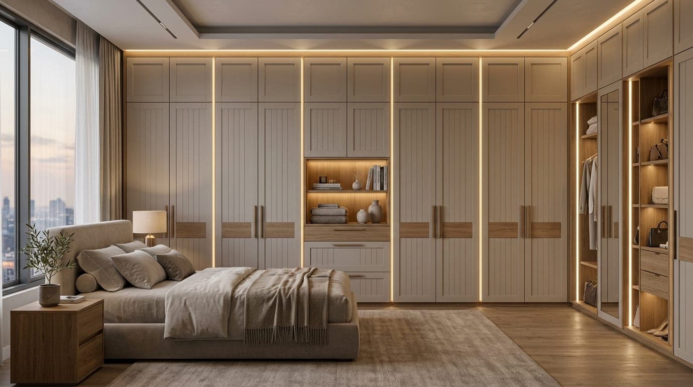 Membrane Shutters for Wardrobes: 3D CNC Routing, Shaker & Woodgrain Finishes