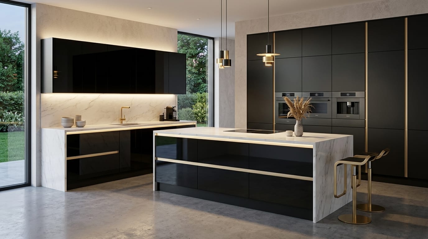 Integrating Aluminium Handle Profiles with Acrylic Panels for Seamless Cabinets - SurajWood Luxury Architectural Finishes